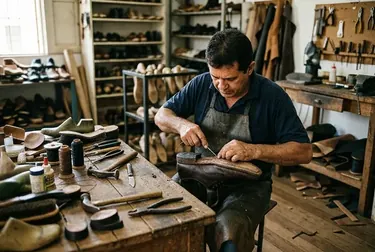 Sapateiro reformando um sapato social em Paragominas.